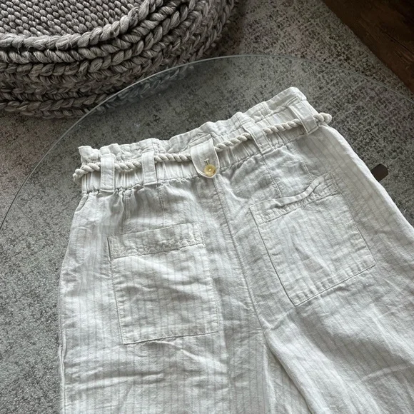 Maeve Anthropologie Wide Leg Linen Blend new High Rise Barrel Boho Summer Siez 8 - Picture 13 of 15